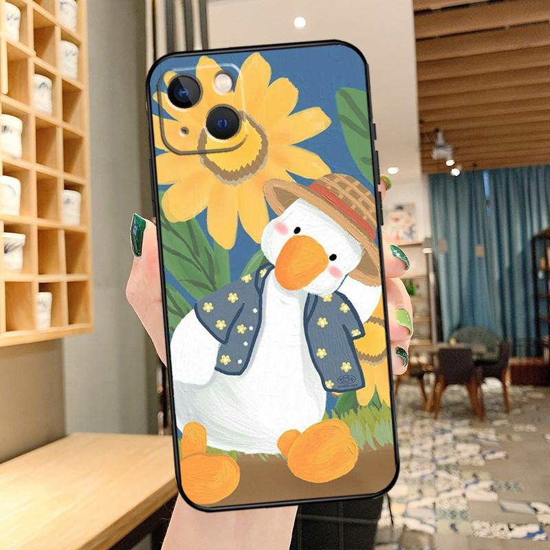 Мультяшный Милый Животный Утенок Чехол для Телефона Для iPhone 13 Pro Max 16 15 11 12 14 17 Pro Max mini 15 16 Plus 16e 17 Air Cover