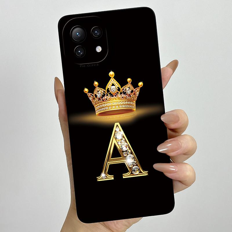Для Xiaomi Mi 11 Lite / 11 Lite 5G / 11 Lite 5G NE Чехол для телефона с короной и начальной буквой для пары, мягкий силикон TPU, защитный корпус