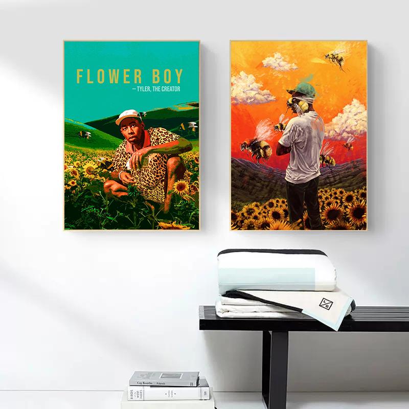 Рэпер Звезда Тайлер Создатель Цветочный мальчик Музыкальный постер Холст Картина Эстетическое настенное искусство для бара Кафе Комната Украшение дома