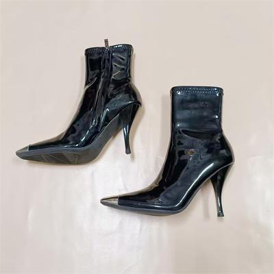 Модная обувь Женские ботинки Осень Зима Обувь Ботинки-Женские Женские Высокий каблук До середины икры 2025 Рок Квадратный носок Весна Тонкие Рок обувь Жен