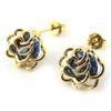 [M9447] - Golden Blue 'Rosa Romantica' Designer Earrings