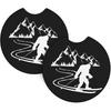 Sasquatch Bigfoot Trees Forest Car Coasters for Cup Holders Pack of 2 Neoprene Cup Mat Pad Vehicle Interior Accessories for Men Women