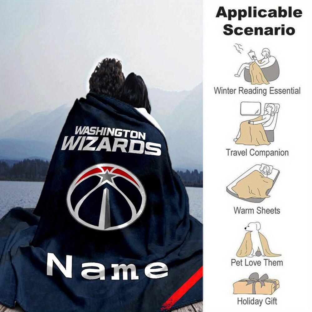 Washington Wizards Logo Four Seasons Blanket Customized With Your Name Lightweight And Warm Perfect Gift For Home Office Camping Sofa Travel Beach