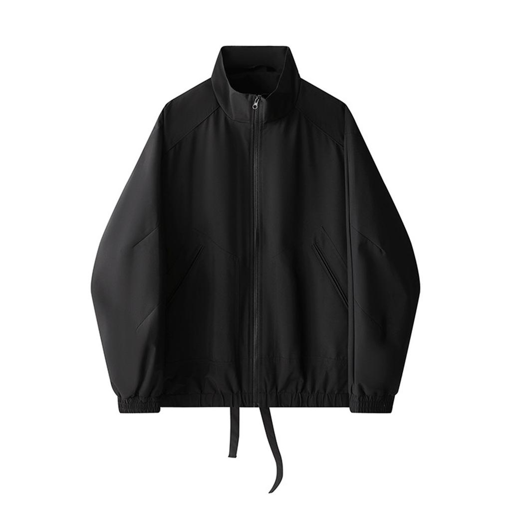 Men's Solid Color Stand Collar Work Jacket Casual Sports Outdoor Mountaineering Camping Jacket