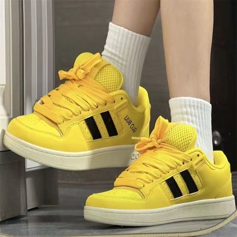 Comfortable and breathable 2026 new summer thick bottom tongue surface round head student wind striped non-slip sneakers lace up daily