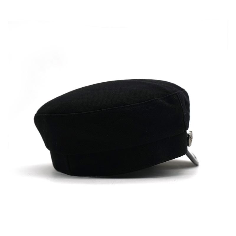 Gold Chain Iron Buckle Big Brim Military Hat Fashion Couple Versatile Black Cap Personality Thin Internet Celebrity Hat