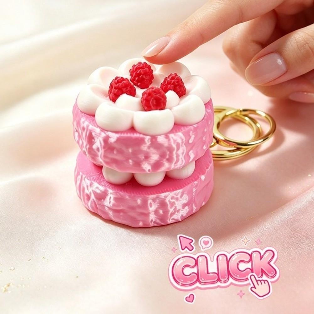 3D Printed Simulation Fruit Key Ring Realistic Macaron Pendant Dessert Fidget Clicker Car Pendant