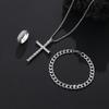 Модный ретро набор украшений с крестом для мужчин: Ожерелье, браслет и кольцо - Европейский и американский панк хип-хоп стиль
