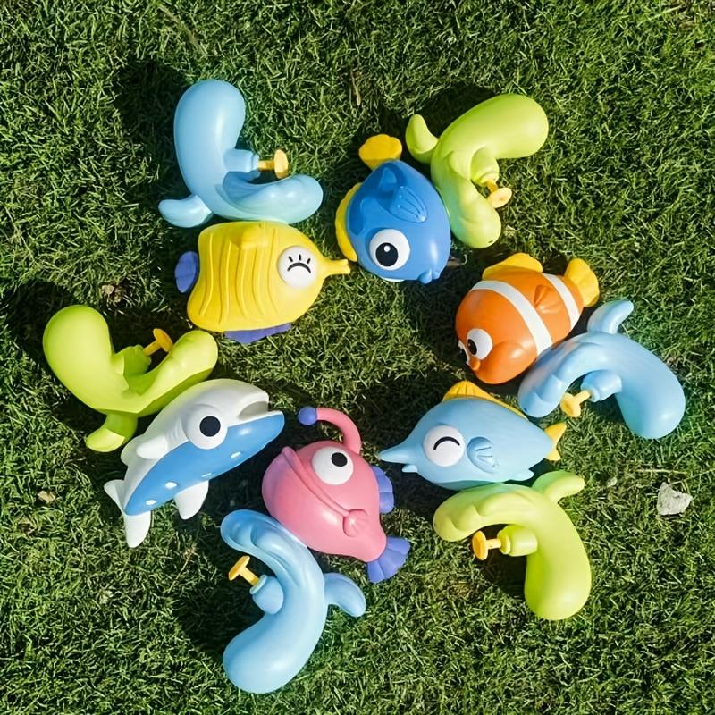 Красочный Подростковый Мультяшный Водяной Пистолет в Стиле Морских Животных Синий, Желтый Дизайн Рыбы, Новый Набор Игрушек для Бассейна и Пляжа, Подходит для Образовательного Досуга,