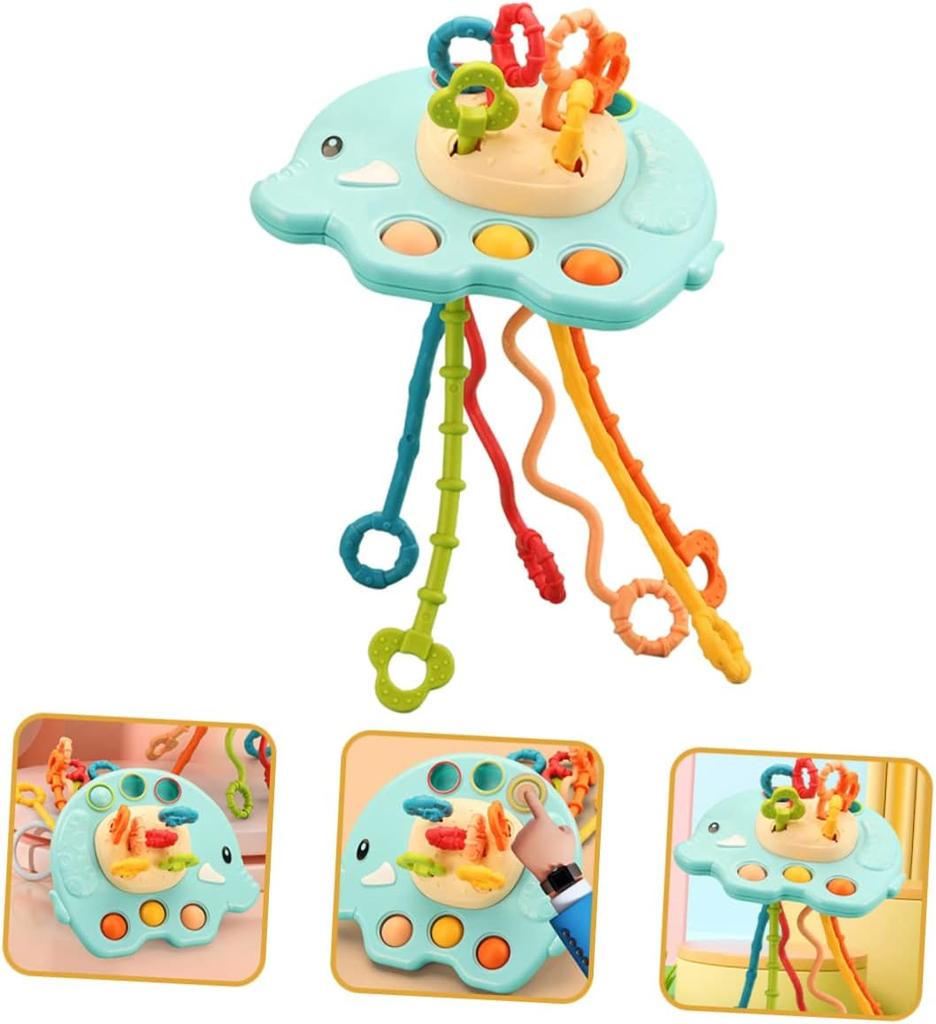 Educational Sensory Toy Elephant with Ropes and Rings for Children 18M