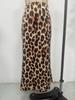 SHEIN 2025 Женская облегающая юбка с высокой талией и леопардовым принтом - Свободный крой, Длина макси