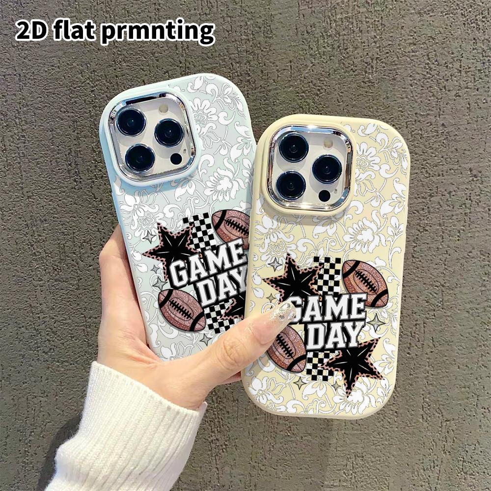 Чехол для телефона: 2D плоский дизайн, подходящий для защитного чехла iPhone 18 17 16 15 14 13 Pro, стиль для пары, футбольная тематика, подарок на Рождество и Хэллоуин