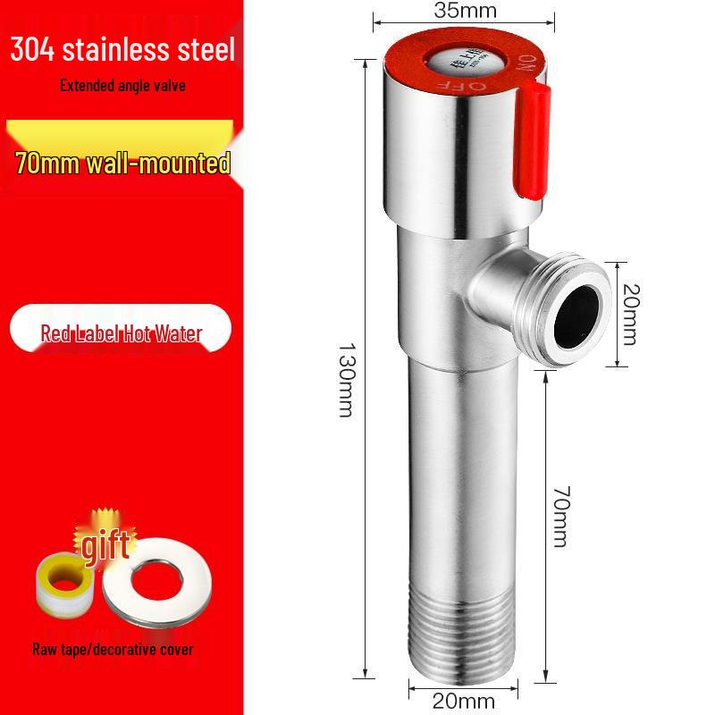 304 Stainless Steel Angle Stop Valve for Water Heater and Toilet, Wall-Mounted Triangle Design, Thickened Type