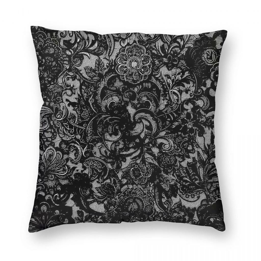 Black Lace Floral Grungy Square Pillowcase Polyester Linen Velvet Creative Decor Throw Pillow Case Home Cushion Cover