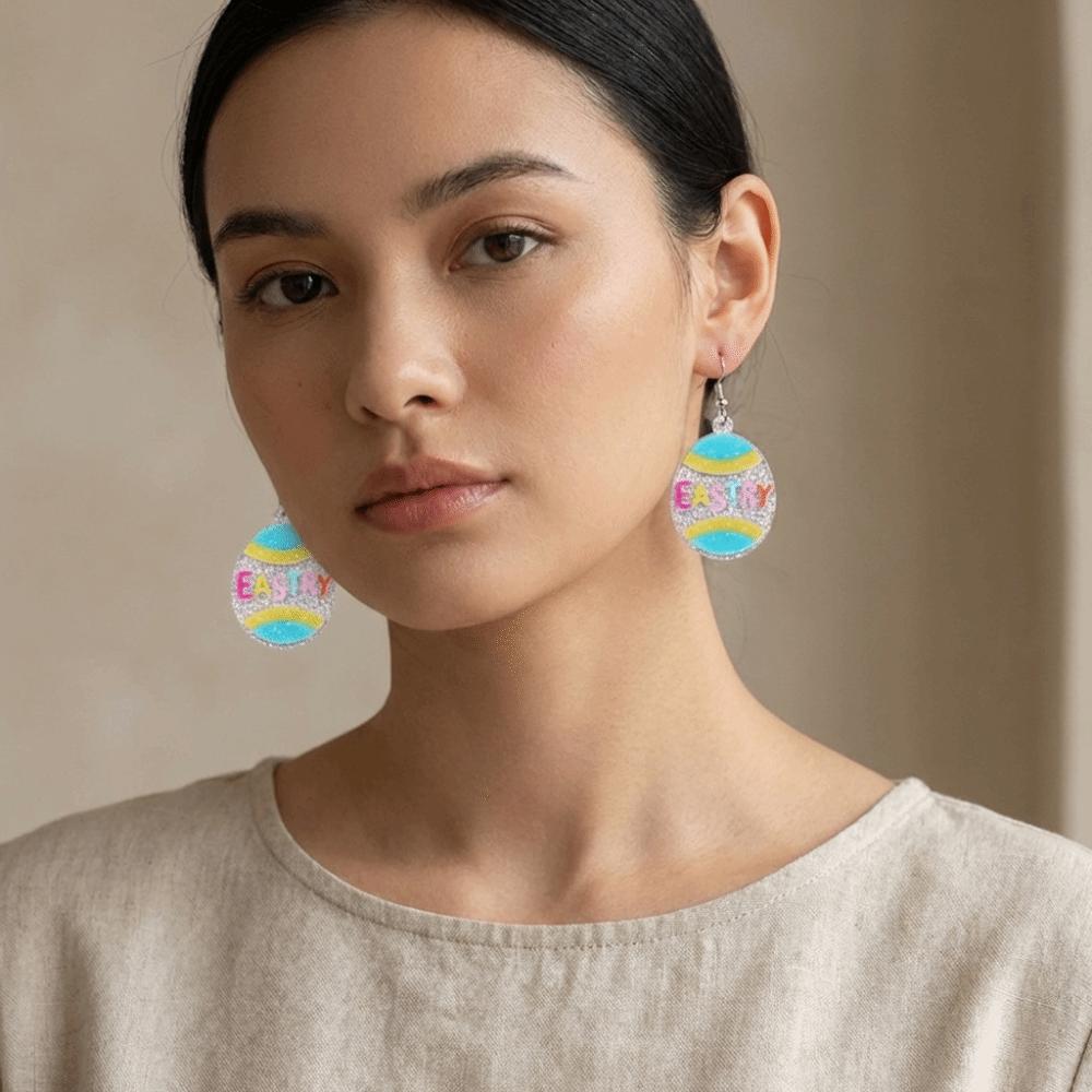 Acrylic Bunny Pendant Earrings Flower Easter Egg Dangle Earrings Easter Egg Earrings Gifts