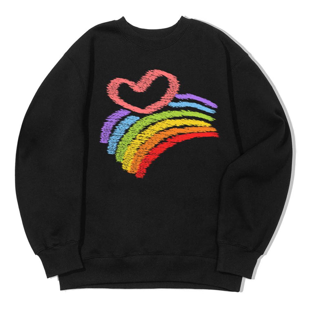 AWESOMEUS Line Heart And Rainbow Sweat Shirts_3 Color