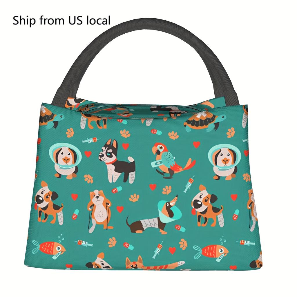 1pc Cute Injured Puppy Design Insulated Lunch Bag - Portable Reusable Cooler Tote for Camping, Beach, Office & Outdoor, Durable