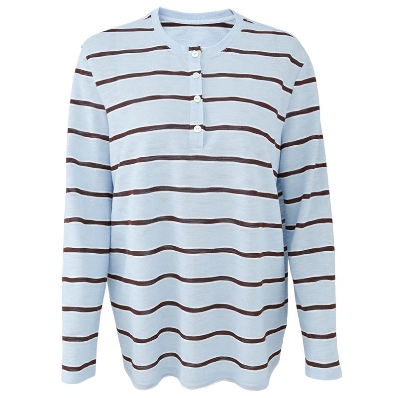 Oxygen Striped Cover Shirt Yalida Loose Long-Sleeved Knitted T-Shirt