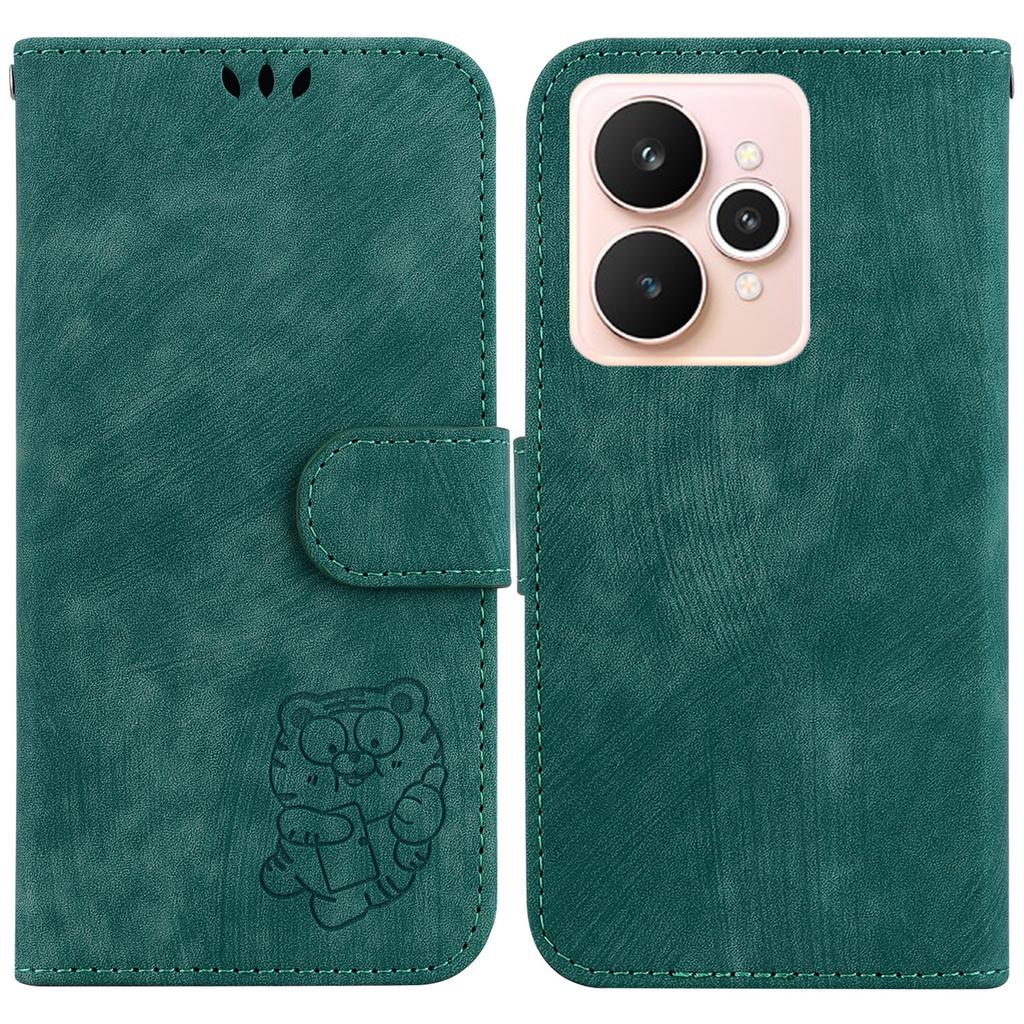 For Realme 15 Pro 5G/15 5G Wallet Case Tiger Imprint Leather Shockproof Phone Cover with Wrist Strap
