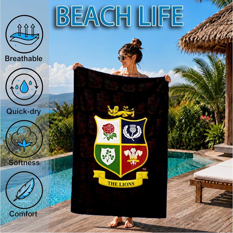 British & Irish Lions Beach Towel, Quick-drying, Easy to Care for, Suitable for Both Fitness and Beach Vacations,Sports Essential