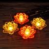 Diwali LED Lotus Candle Lamp Battery Operated Electronic Flameless Candles Buddhist Tabletop Night Light for Temple Desktop Centerpiece