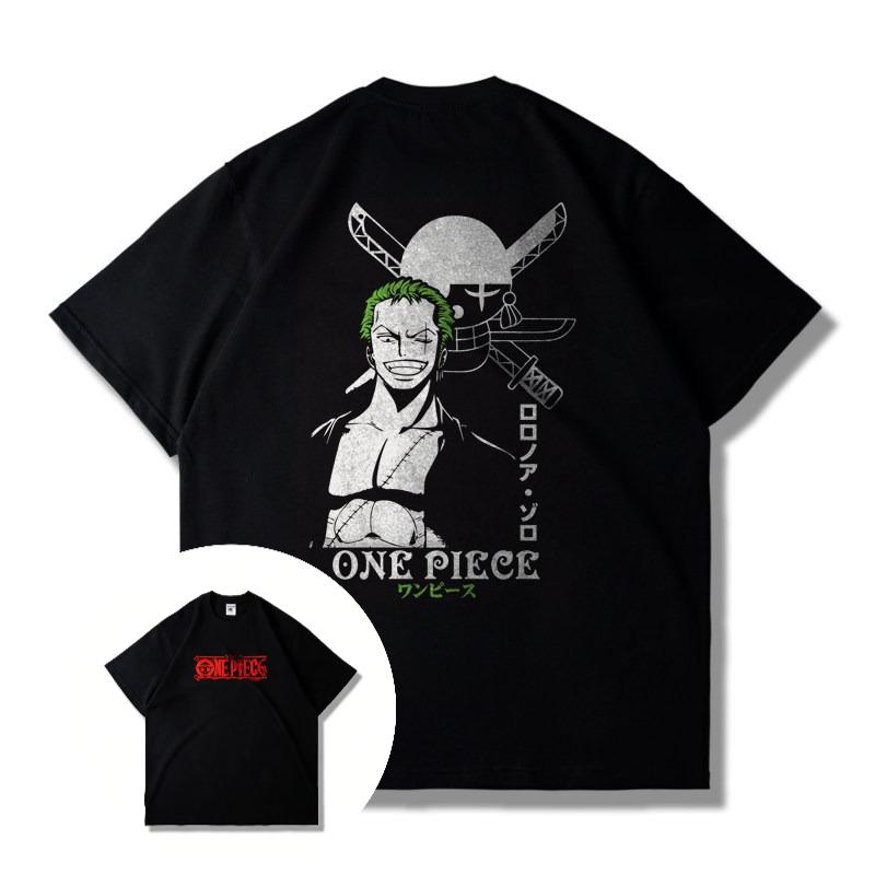 Японский Аниме Мультфильм One Piece Тематическая Футболка с Короткой Рукавой для Лидера Команды Луффи для Мужчин и Женщин Подходит для Лета