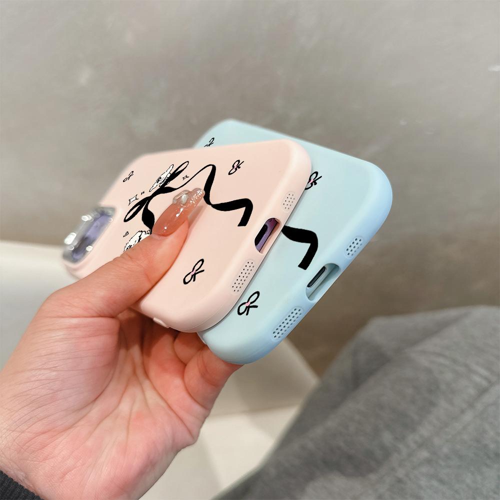 For OPPO A18 A38 A54 A60 A96 Reno12 F 8T 8Z Vivo V30 V40 Y15s Y22 Y27 Y30 Y36 Cartoon Bowknot Dog Soft Silicone Candy Color Phone Case