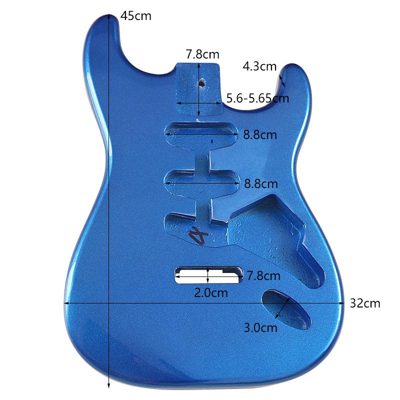 Metallic Blue Glossy Poplar Electric Guitar Body with Three Single-Coil Pickups for DIY Modification