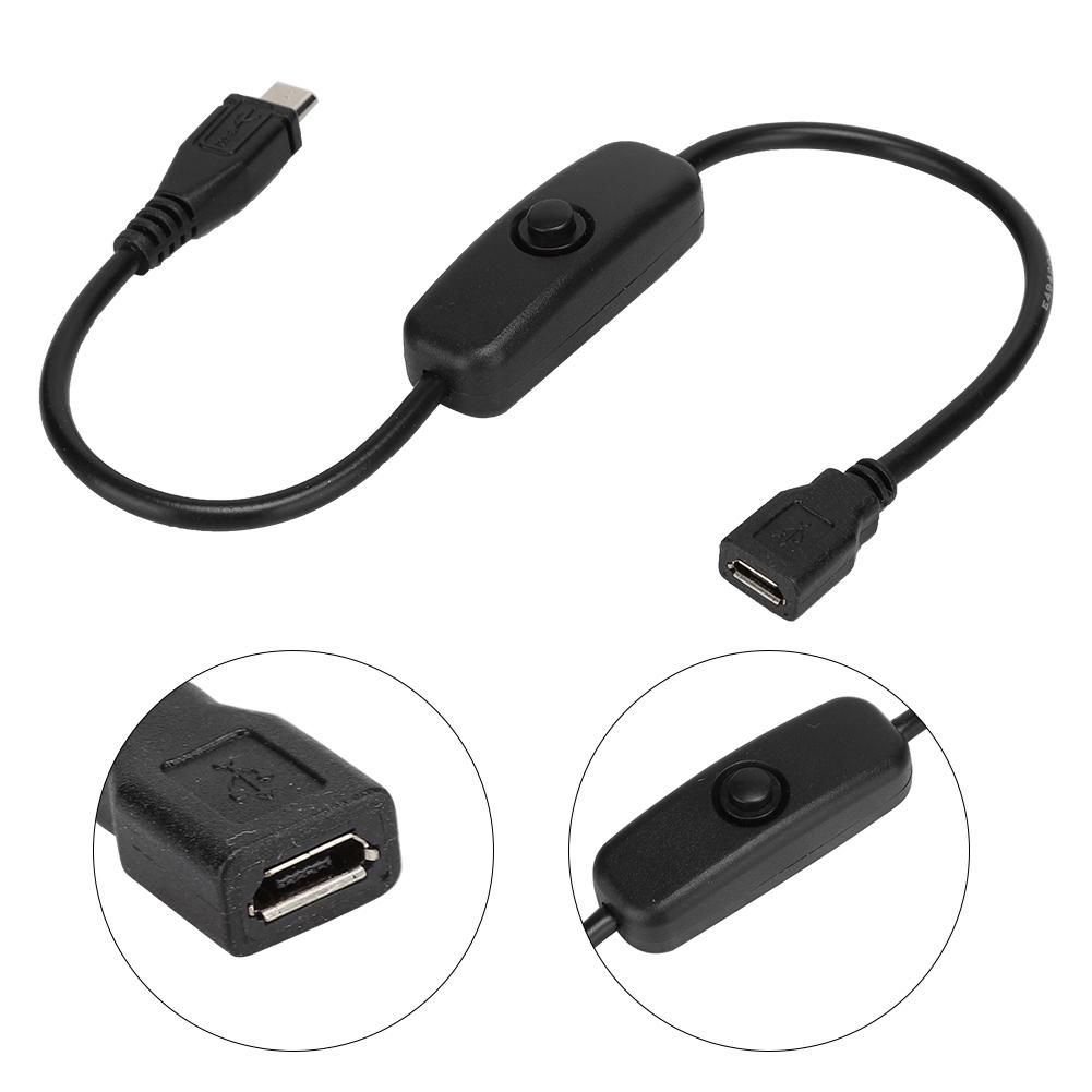 Micro USB Female To Male Extension Cable with 501 Button Switch for Raspberry Pi