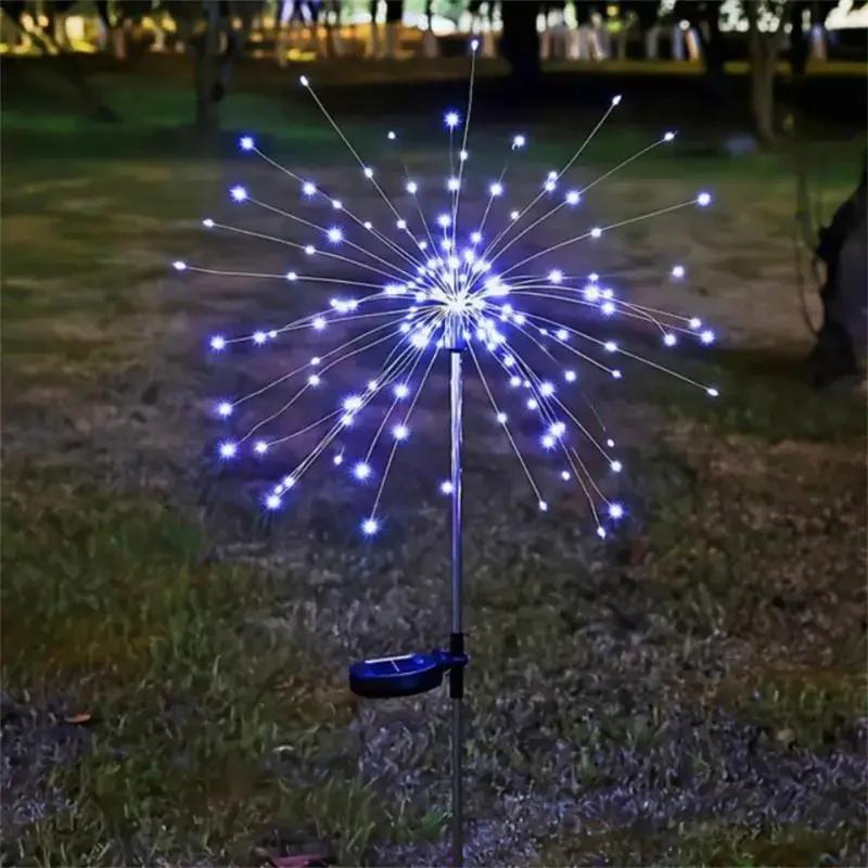 Solar Powered Fireworks String Lights 90/150 LED Outdoor Waterproof Garden Lawn Fairy Lights, 8 Modes for Balcony Holiday Decor