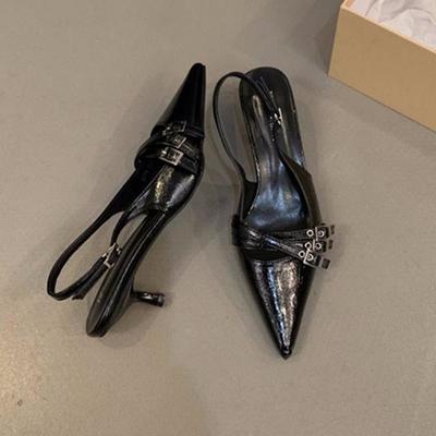 Весенняя и летняя обувь Большие размеры Босоножки на высоком каблуке Остроносые туфли Женская обувь