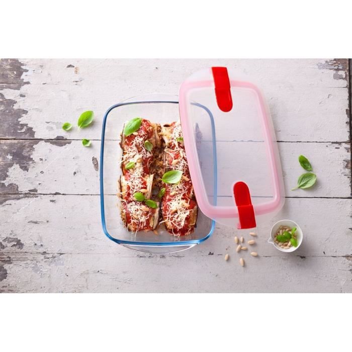 Lot de 5 Boîtes de conservation - PYREX - Cook & Heat - Verre - Couvercle à valves vapeur spécial micro-onde