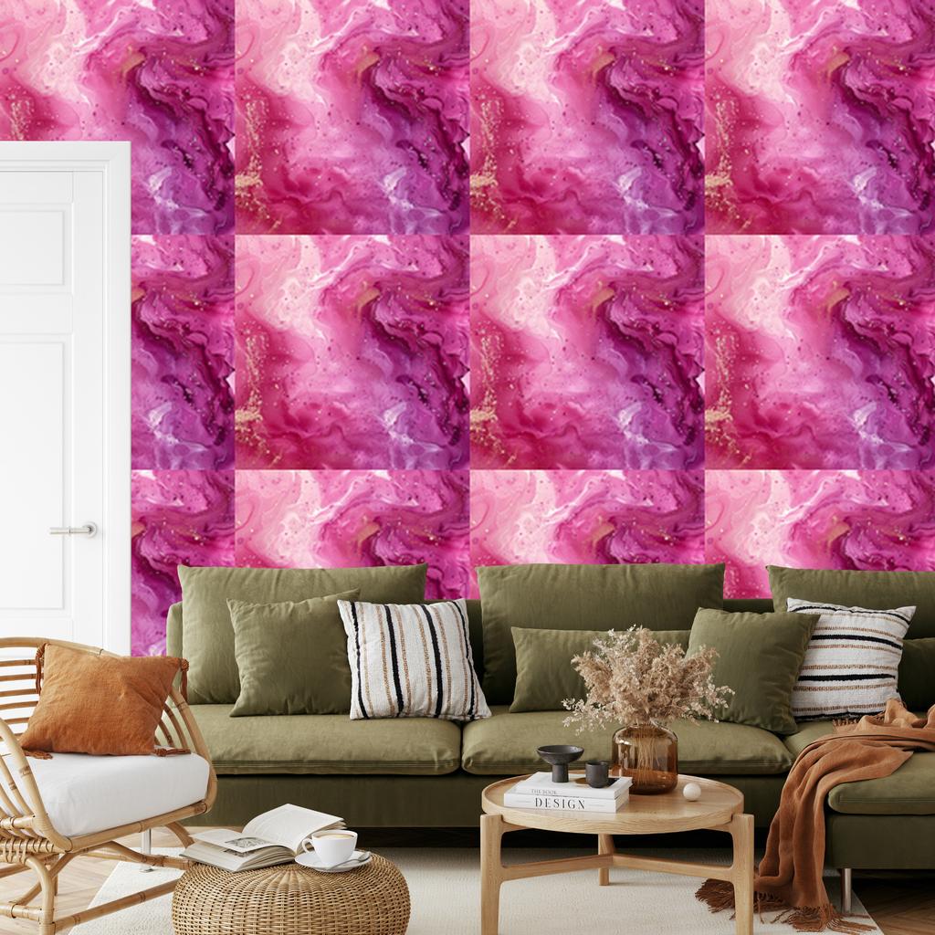 Wallpaper Ink purple, powder pink, pink and purple 50x1000