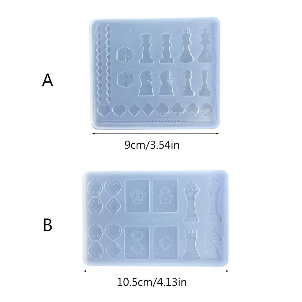 Chess and Cards Making Mould Kit Easy To Clean Silicone Casting Mold Handmade Accessories Mould for Craft Enthusiasts
