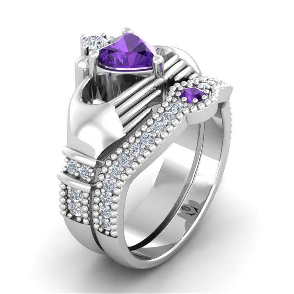 2 шт. кольцо Claddagh с кубическим цирконом в форме сердца, ирландские классические обручальные кольца для женщин, много оптом