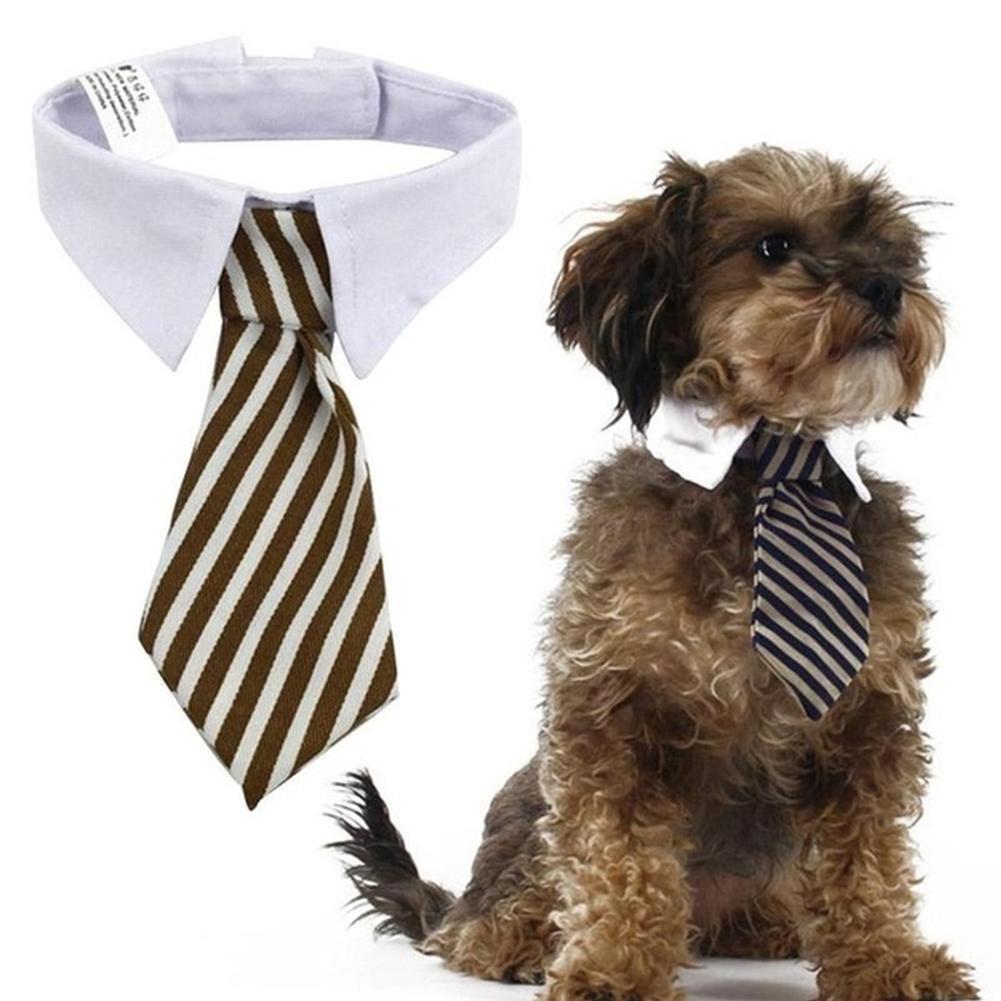 Pet Striped Bow Tie For Dogs Cats Adjustable Magic Stickers Pet Bowtie For Weddings Holidays Parties