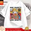 More Spaghetti Less Upsetti Funny Cat TShirt Unisex Unisex Printed T Shirt Harajuku O Neck Cotton Short Sleeve Tee Shirt Cat Lover