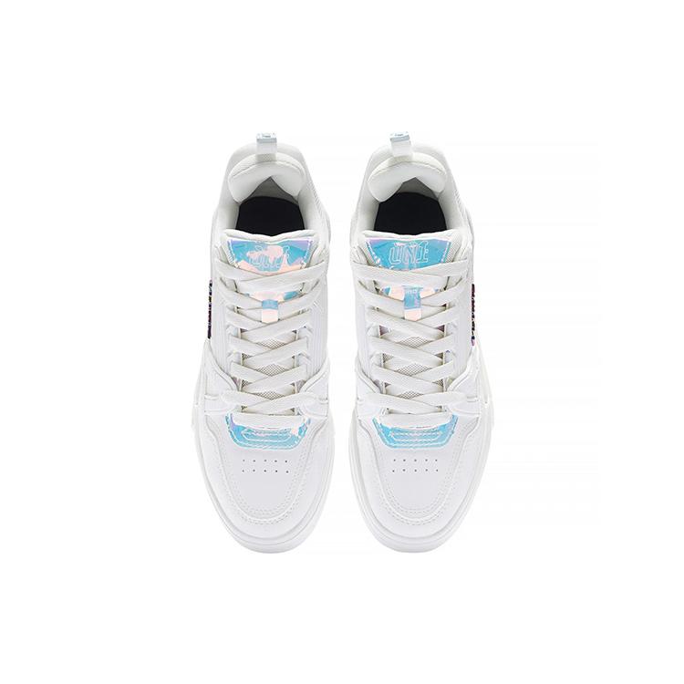 Li Ning 001 BTC Низкие Скейтбордические Кроссовки Женские Бело-Синие AGCS104-2