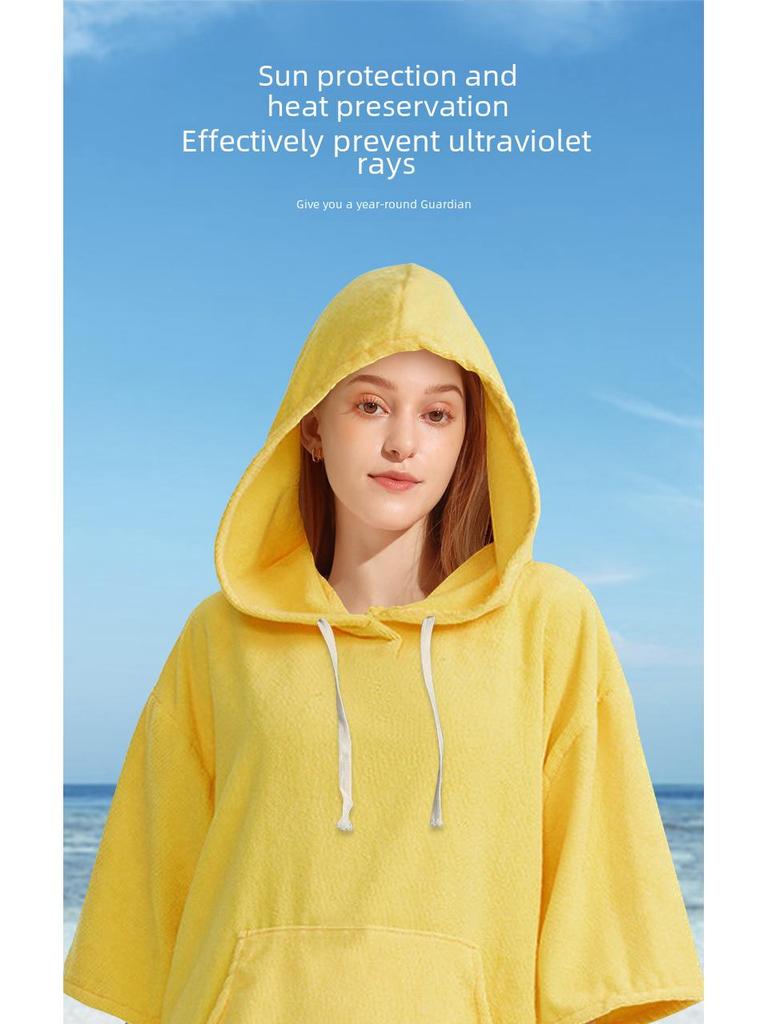 Унисекс быстросохнущее полотенце из микрофибры с капюшоном для пляжа, серфинга и плавания