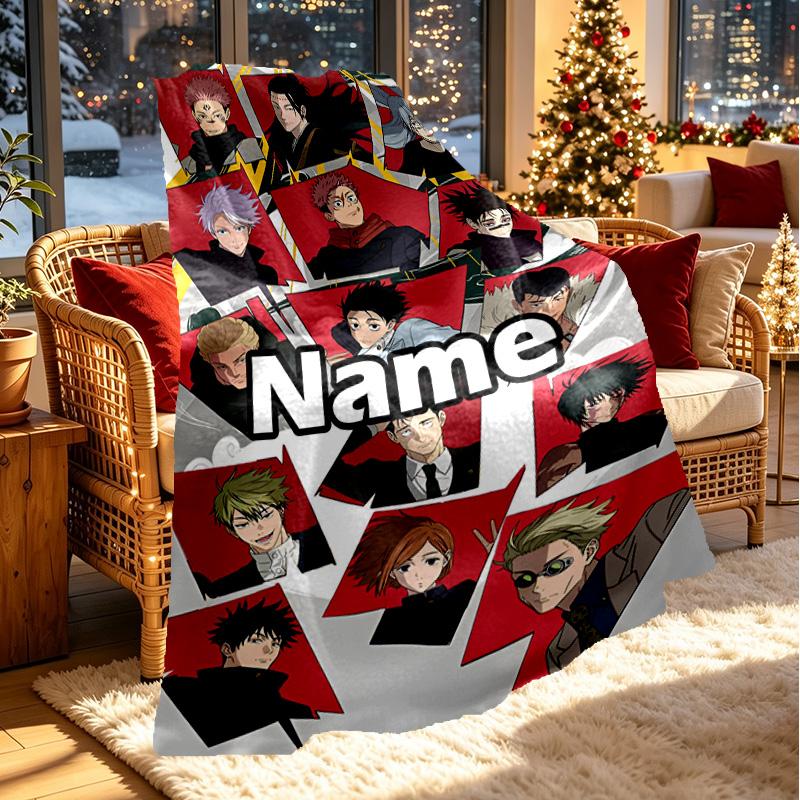Custom Name Personalized Jujutsu Kaisen Print Blanket, Home Decor, Bedroom, Sofa, Camping, Couch, Gifts for Birthday ChristmasEnthusiasts