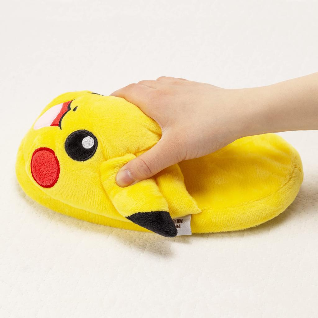 MORIPiLO Pokemon Indoor Slippers Fluffy Size Plush Cute Pokemon Morishita Makura (Pikachu Knyac) 23.0-25.0cm, Unisex, Toy, Gift, Yellow, Character,