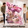 Custom Name The Pink Panther Flannel Throw Blanket Personalized Text Soft Blanket Bed Sofa Gift