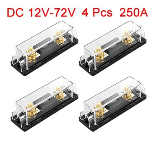 X Autohaux 4Pcs 0/2/4 Gauge Inline ANL Fuse Holder ANL Fuse Block With 200A 250A 300Amp Electrical Protection Fusible For Cars