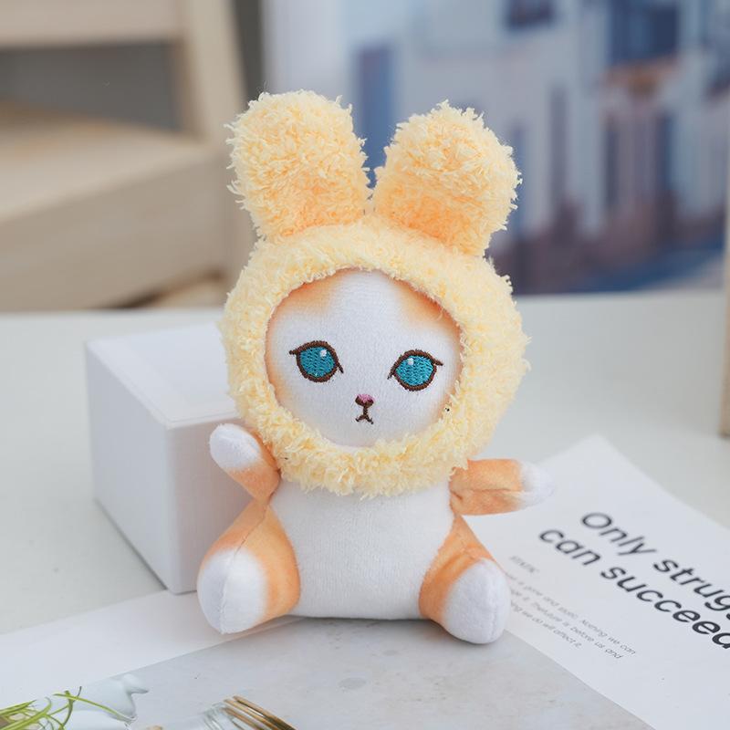 Bunny Ear Cute Cat Plush Keychain Fluffy Stuffed Animal Doll For Bags Gifts And