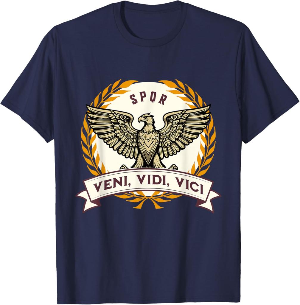 Veni Vidi Vici Цитата Юлия Цезаря Древний Рим Футболка 100% Хлопок Круглый вырез Короткий рукав Летняя Повседневная Мужская Футболка Уличная мода