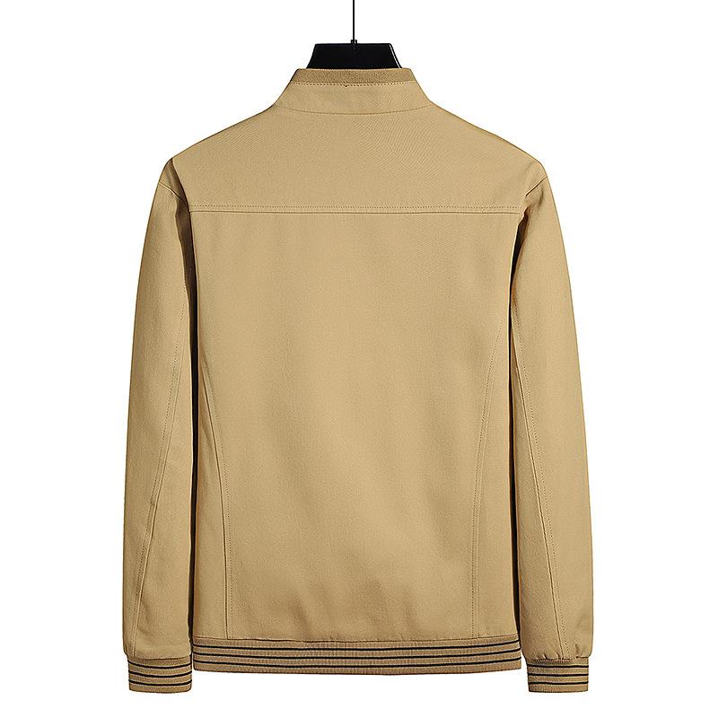 Spring and Autumn Middle-aged Men's Business Casual Cotton Jacket Men's Clothing Middle-aged and Elderly Stand-up Collar Jacket Dad On Clothes