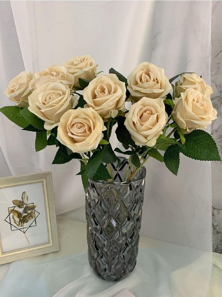 6 шт. искусственные розы открытый букет искусственные розы искусственные цветы для свадьбы домашний стол гостиная балкон декор подоконника