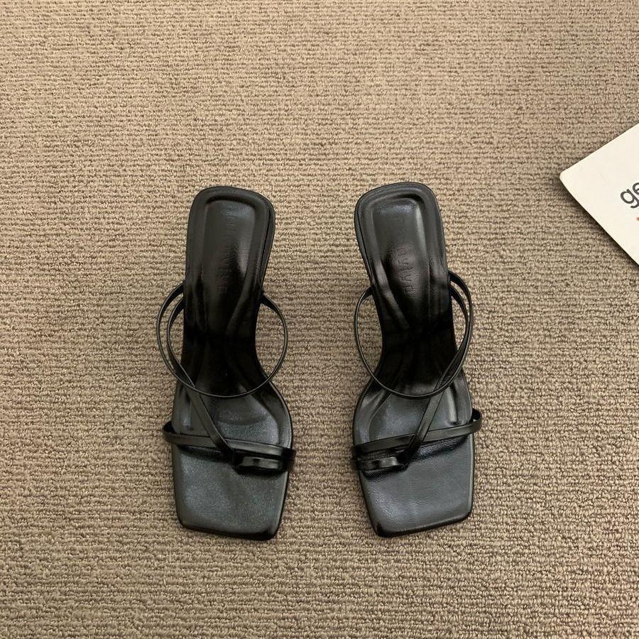 Модная летняя женская обувь на высоком каблуке, нескользящая, женские туфли с открытым носком, праздничная обувь, модные женские шлепанцы с квадратным носком, роскошные Chanclas De Mujer