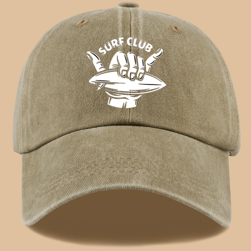 Surf Club Theme Printed Baseball Cap 'SURF CLUB' English Printed Design Breathable Sun Hat