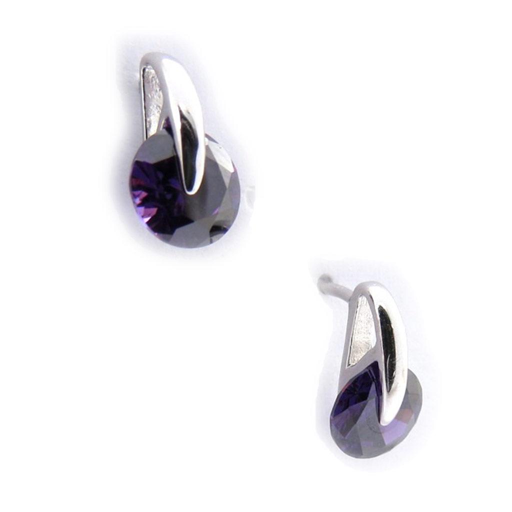 Les Trésors De Lily [J9531] - Silver 'Crystal' Amethyst Silver Earrings (rhodium-plated) - 10x6 Mm
